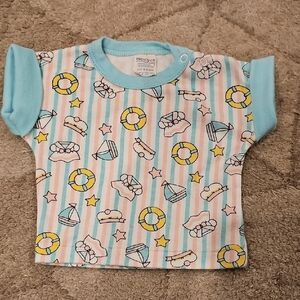 Vintage Nwot Hopscotch Snap Shouldar T-Shirt with Salor Print